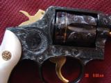 Smith & Wesson 10-5,rare 2" barrel,fully deep hand engraved with 24K gold accents by Flannery engraving,Pearlite grips,circa 1960's-a true wo - 2 of 15