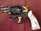 Smith & Wesson 10-5,rare 2" barrel,fully deep hand engraved with 24K gold accents by Flannery engraving,Pearlite grips,circa 1960's-a true wo - 15 of 15