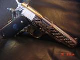 Colt Government 1911,45acp,fully 24K Gold plated ,Master engraved in fish scale design,2 mags,never fired,box,manual etc,awesome 1 of a kind showpiece - 9 of 15