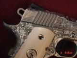 Colt Defender 3",45ACP,fully deep hand engraved & polished by Flannery Engraving,bonded ivory & regular grips,2 mags,box,a work of art ! 1 of a k - 5 of 15