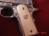 Colt Defender 3",45ACP,fully deep hand engraved & polished by Flannery Engraving,bonded ivory & regular grips,2 mags,box,a work of art ! 1 of a k - 2 of 15