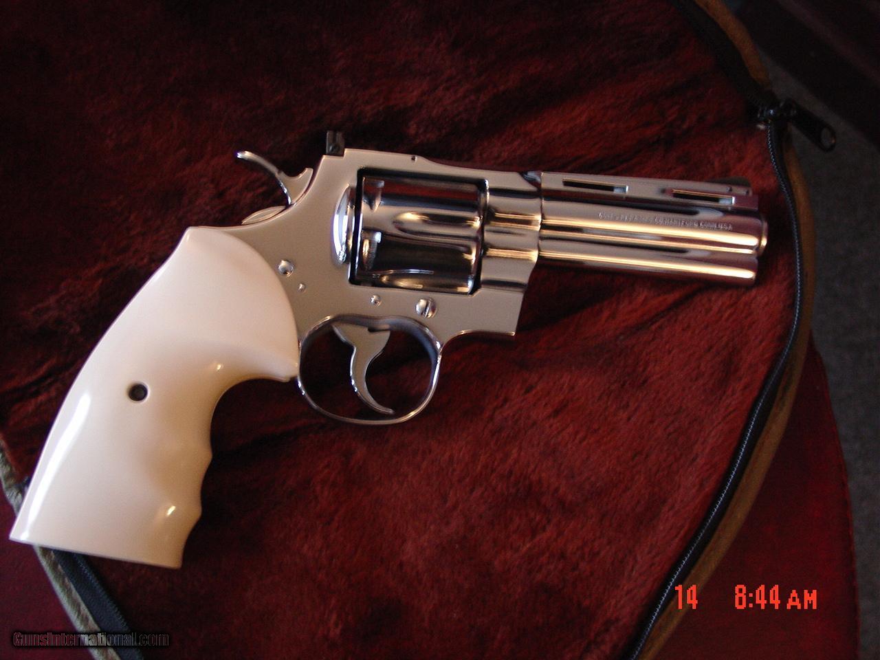 Colt Python4357refinished Nickelcustom Exotic Wood Grips And Bonded Ivory1971with Colt 1342