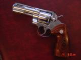 Colt Python,4",357,refinished nickel,custom exotic wood grips & bonded ivory,1971,with Colt suede case,awesome showpiece,super beautiful !! - 2 of 15