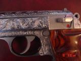 Walther PPK/S-1 380,fully hand engraved & polished by Flannery Engraving,custom Rosewood grips,2 mags & box,a 1 of a kind work of art !! - 4 of 15
