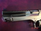 Magnum Research Desert Eagle 50AE,in rare bright mirror Titanium Gold finish,top rail,NIB,carry case,& all papers,& way nice in person-a showpiece !! - 6 of 15