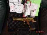 Magnum Research Desert Eagle 50AE,in rare bright mirror Titanium Gold finish,top rail,NIB,carry case,& all papers,& way nice in person-a showpiece !! - 4 of 15