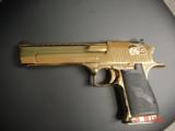 Magnum Research Desert Eagle 50AE,in rare bright mirror Titanium Gold finish,top rail,NIB,carry case,& all papers,& way nice in person-a showpiece !! - 15 of 15
