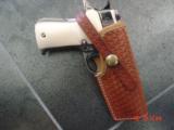 Llama 380,3 1/2",refinished bright nickel,as new now,leather holster,bonded ivory grips,mini 1911,R1,made circa 1973,a real showpiece pocket gun
- 2 of 15