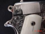 Colt Combat Commander 45,4 1/2",deep hand engraved by Willy B,& fully refinished bright & mat nickel,real Giraffe grips,holster,circa 1978,awesom - 15 of 15