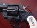 Colt Python rare 2 1/2",357,master engraved &,reblued,by George Sherwood,real ivory scrimshaw grips,made around 1965,awesome work of art !! - 7 of 15