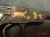 Colt Woodsman Bullseye Match Target,Angelo Bee engraved,gold animals & birds,gold inlays,real ivory grips,1939,1 of a kind work of art !! - 3 of 15