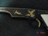 Colt Woodsman Bullseye Match Target,Angelo Bee engraved,gold animals & birds,gold inlays,real ivory grips,1939,1 of a kind work of art !! - 7 of 15