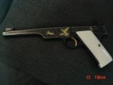 Colt Woodsman Bullseye Match Target,Angelo Bee engraved,gold animals & birds,gold inlays,real ivory grips,1939,1 of a kind work of art !! - 6 of 15
