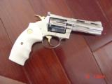 Colt Diamondback,4"38spl,1968,fully refinished in bright nickel with 24k gold accents,bonded ivory grips,just finished,awesome showpiece !! - 1 of 15
