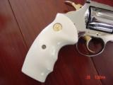 Colt Diamondback,4"38spl,1968,fully refinished in bright nickel with 24k gold accents,bonded ivory grips,just finished,awesome showpiece !! - 2 of 15