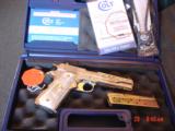 Colt 1911,38 super,Master engraved by Santiago Leis,refinished in bright nickel with 24k gold accents,Pearlite grips,certificate & 1 of a kind !! - 13 of 15