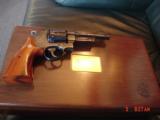 Smith & Wesson model 27,5",357 mag,50th Anniversary of the magnum,gold stamped,in wood fitted case,with brass plate,manual,& certificate-looks gr - 1 of 15
