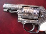 Smith & Wesson 640,357mag,2.125",hammerless,polished & engraved by Flannery Engraving,bonded ivory grips,never fired,box & papers,awesome showpie - 2 of 14