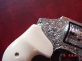 Smith & Wesson 640,357mag,2.125",hammerless,polished & engraved by Flannery Engraving,bonded ivory grips,never fired,box & papers,awesome showpie - 4 of 14
