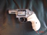 Smith & Wesson 640,357mag,2.125",hammerless,polished & engraved by Flannery Engraving,bonded ivory grips,never fired,box & papers,awesome showpie - 12 of 14