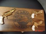 North American Arms-Rare 3 gun set,Golden Eagles,24K plated,in fitted case,22S,22LR,& 22Mag,never fired,with all boxes & papers.nicer in person - 12 of 13