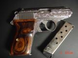 Walther PPK/S 380,fully engraved & polished by Flannery Engraving,Interarms model,Rosewood grips,box & papers,awesome work of art !! - 2 of 15