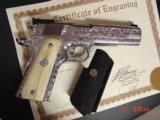 Colt Gold Cup Trophy,45,fully engraved & polished by Flannery Engraving,real Giraffe bone grips, certificate,box,manual etc.1 of a kind showpiece !! - 1 of 15