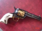 Colt SAA styled 45LC from Uberti, Roy Rogers Commemorative,1990, 24K gold plated cylinder & frame, engraved, real stag grips, fitted wood case - 11 of 15