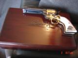 Colt SAA styled 45LC from Uberti, Roy Rogers Commemorative,1990, 24K gold plated cylinder & frame, engraved, real stag grips, fitted wood case - 6 of 15