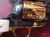 Colt SAA styled 45LC from Uberti, Roy Rogers Commemorative,1990, 24K gold plated cylinder & frame, engraved, real stag grips, fitted wood case - 12 of 15