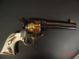 Colt SAA styled 45LC from Uberti, Roy Rogers Commemorative,1990, 24K gold plated cylinder & frame, engraved, real stag grips, fitted wood case - 2 of 15