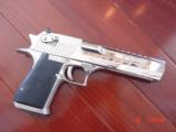 Magnum Research Desert Eagle 44Mag,6" high polished mirror nickel with some mat, box,papers etc,looks awesome !! - 1 of 15
