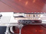 Magnum Research Desert Eagle 44Mag,6" high polished mirror nickel with some mat, box,papers etc,looks awesome !! - 2 of 15