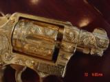 Smith & Wesson Pre Model 10,, 24K gold plated, fully engraved by Flannery,REAL MOP grips, 2" barrel,38SP,1 of a kind masterpiece, - 11 of 15