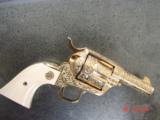 Colt Sheriffs SAA,late Weldone Bledsoe hand engraved,24K plated,real ivory,3",45LC,1979,pres case etc,a true masterpiece & very rare !! - 2 of 15