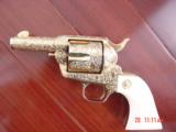 Colt Sheriffs SAA,late Weldone Bledsoe hand engraved,24K plated,real ivory,3",45LC,1979,pres case etc,a true masterpiece & very rare !! - 1 of 15