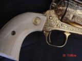 Colt Sheriffs SAA,late Weldone Bledsoe hand engraved,24K plated,real ivory,3",45LC,1979,pres case etc,a true masterpiece & very rare !! - 8 of 15