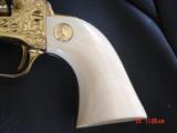 Colt Sheriffs SAA,late Weldone Bledsoe hand engraved,24K plated,real ivory,3",45LC,1979,pres case etc,a true masterpiece & very rare !! - 6 of 15