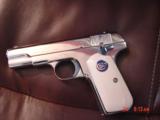 Colt 1903,32 Auto,hammerless, fully refinished in bright nickel,with fire blue accents,bonded ivory grips,made circa 1914 !!a real showpiece !! - 12 of 15