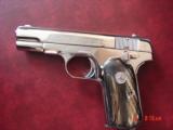 Colt 1903 with genuine Ox Horn grips, 32 ACP,fully refinished in bright nickel,grip safety,hammerless,, made circa 1918. 99 years old & a showpiece !! - 4 of 15