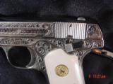 Colt 1908 380auto,master engraved by S.Leis,& refinished nickel,bonded ivory grips,1925,certificate,a real showpiece-awesome !! - 6 of 15