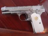 Colt 1908 380auto,master engraved by S.Leis,& refinished nickel,bonded ivory grips,1925,certificate,a real showpiece-awesome !! - 10 of 15