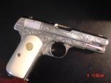 Colt 1908 380auto,master engraved by S.Leis,& refinished nickel,bonded ivory grips,1925,certificate,a real showpiece-awesome !! - 12 of 15