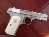 Colt 1908 380auto,master engraved by S.Leis,& refinished nickel,bonded ivory grips,1925,certificate,a real showpiece-awesome !! - 9 of 15