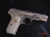 Colt 1908 380auto,master engraved by S.Leis,& refinished nickel,bonded ivory grips,1925,certificate,a real showpiece-awesome !! - 15 of 15