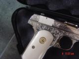 Colt 1903,32ACP,master engraved & refinished in nickel with 24K accents,by S.Leis,bonded ivory grips,certificate,a masterpiece !! - 5 of 15