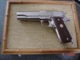 Colt 1911,45ACP,WWII,Pacific Theater,bright nickel,engraved,Rosewood grips,fitter case,w/7 nickel bullets,made 1970-awesome !! - 6 of 15