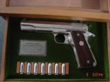 Colt 1911,45ACP,WWII,Pacific Theater,bright nickel,engraved,Rosewood grips,fitter case,w/7 nickel bullets,made 1970-awesome !! - 1 of 15