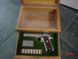 Colt 1911,45ACP,WWII,Pacific Theater,bright nickel,engraved,Rosewood grips,fitter case,w/7 nickel bullets,made 1970-awesome !! - 2 of 15