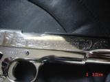 Colt 1911,45ACP,WWII,Pacific Theater,bright nickel,engraved,Rosewood grips,fitter case,w/7 nickel bullets,made 1970-awesome !! - 8 of 15
